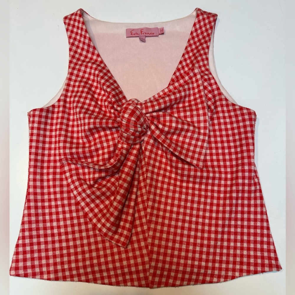 Anthropologie Eva Franco Gingham Bow Top - Picture 6 of 11